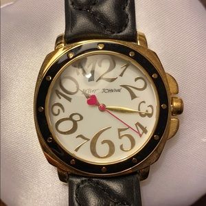 Betsy Johnson Watch with quilted leather strap